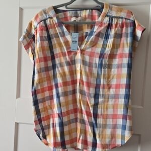 LOFT Multicolor Plaid Women's Top
